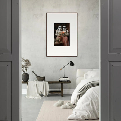 Framed vintage photograph on light gray wall, perfect for premium framed wall art