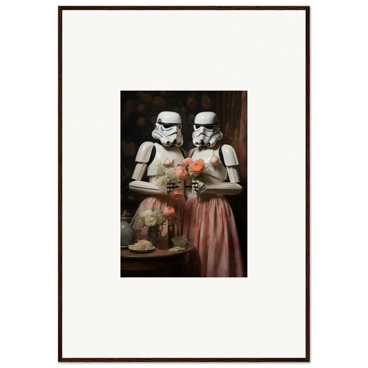 Two Stormtroopers in vintage dress enjoying tea, perfect for a Premium Framed Wall Art