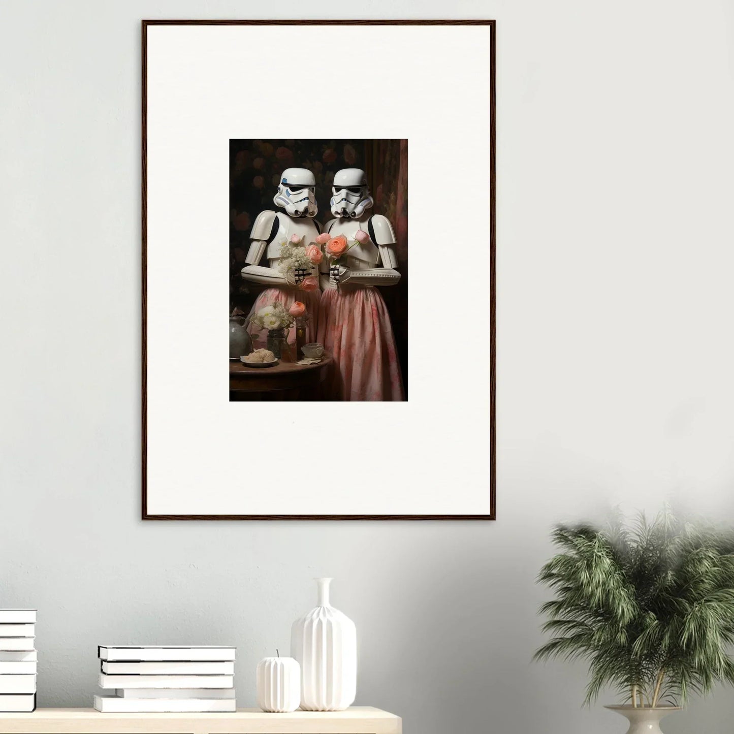 Framed wall art of Stormtroopers in vintage dresses, a special edition art™ piece