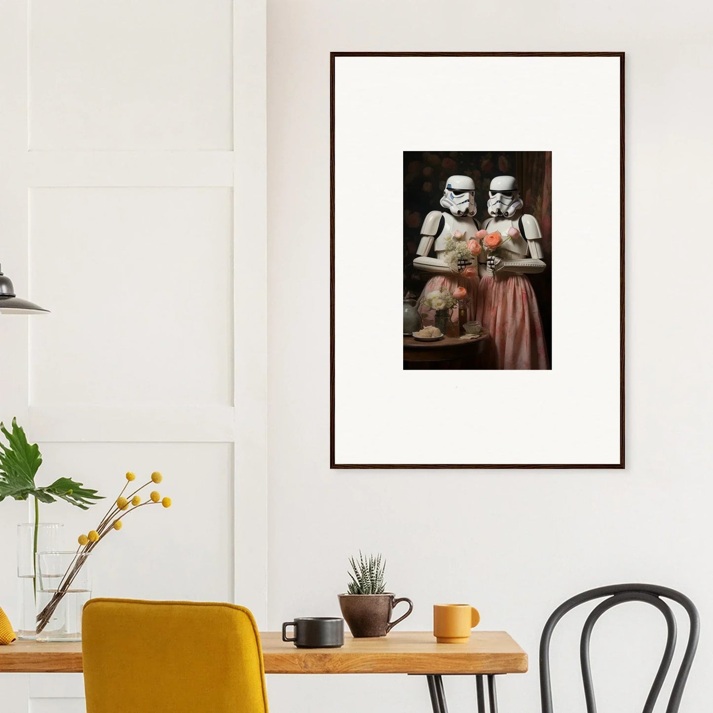 Framed wall art of two Stormtroopers enjoying tea in a special edition art™ design