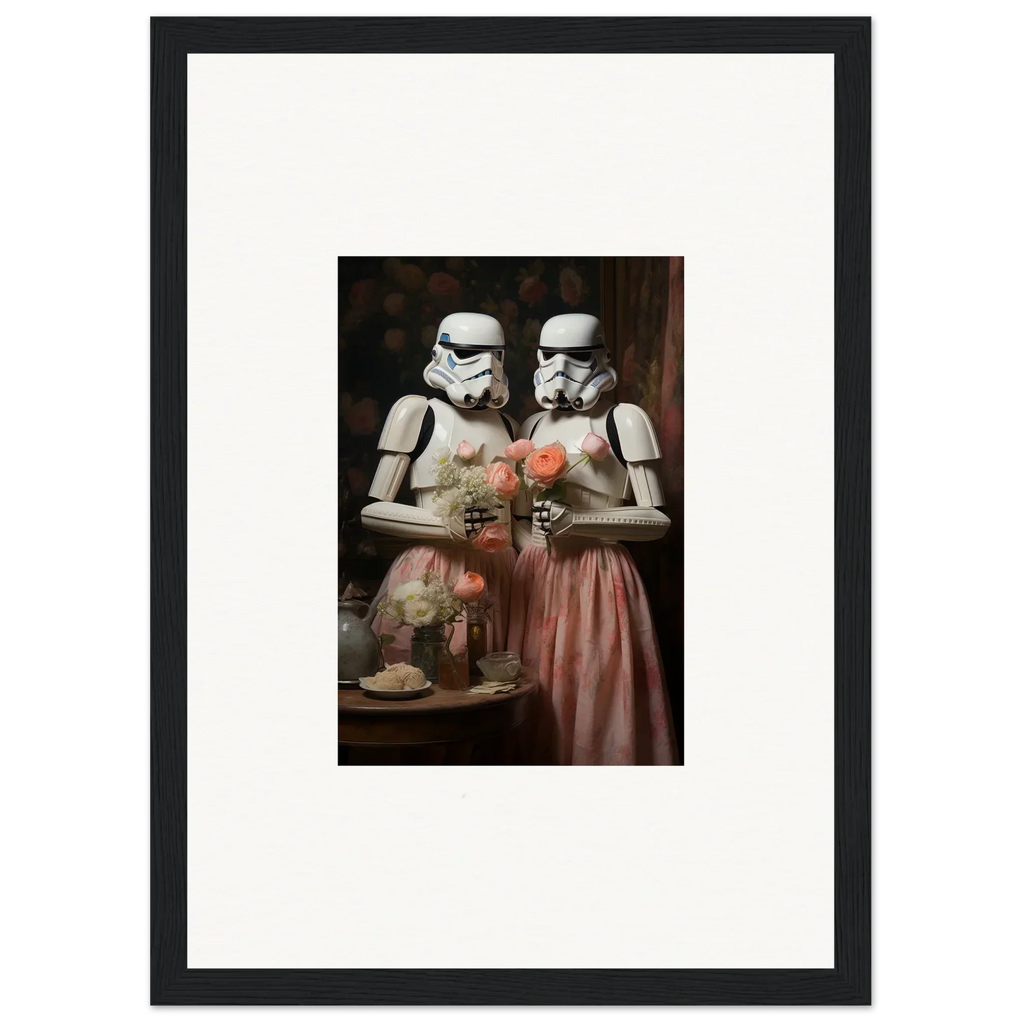 Framed wall art featuring Stormtroopers in a romantic Victorian-style portrait