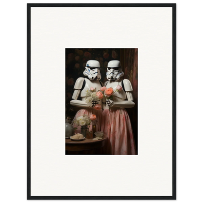 Two Stormtroopers enjoying romantic tea time in premium framed wall art from Corridors of Fantasy