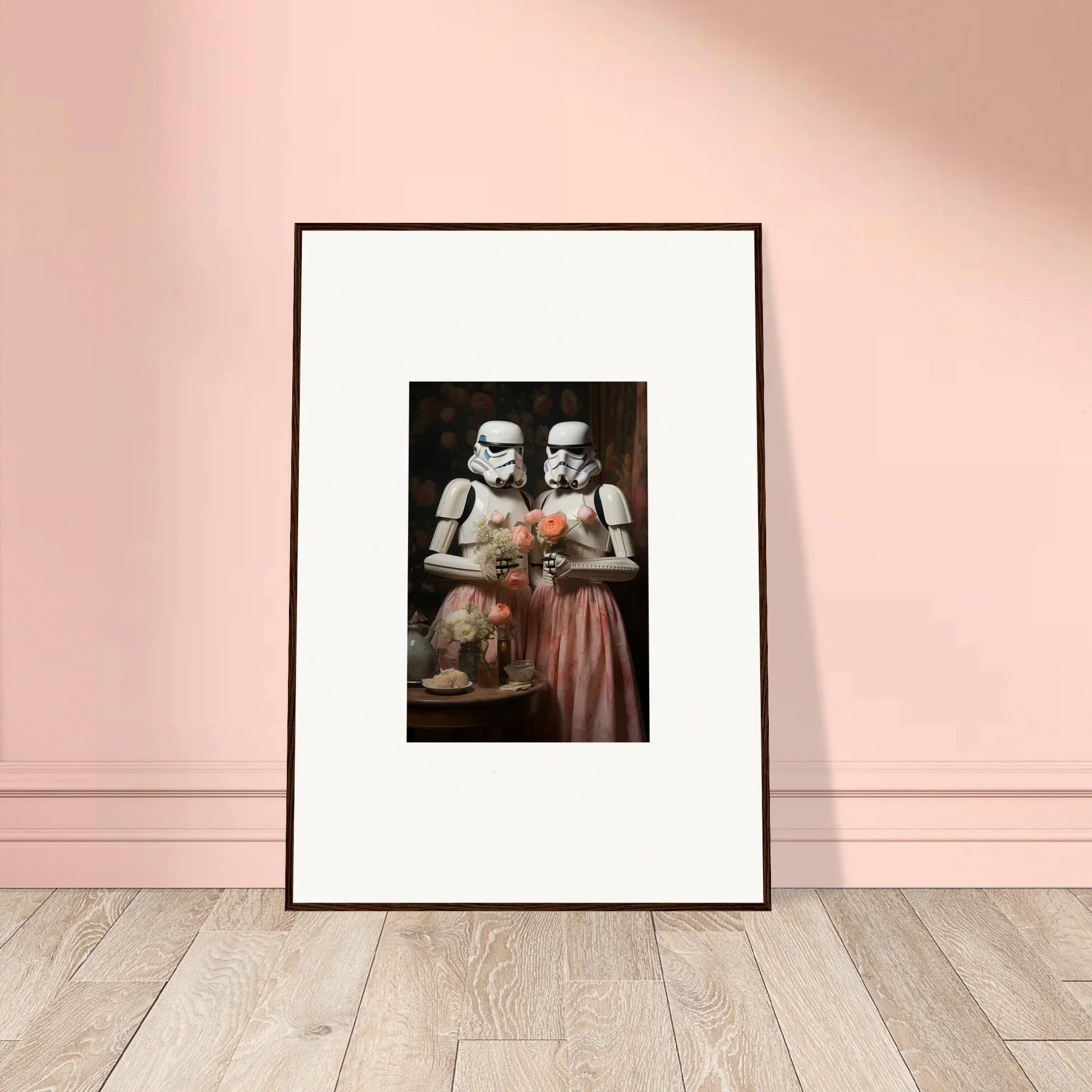 Framed wall art of Stormtroopers sharing a milkshake from the special edition art™ collection