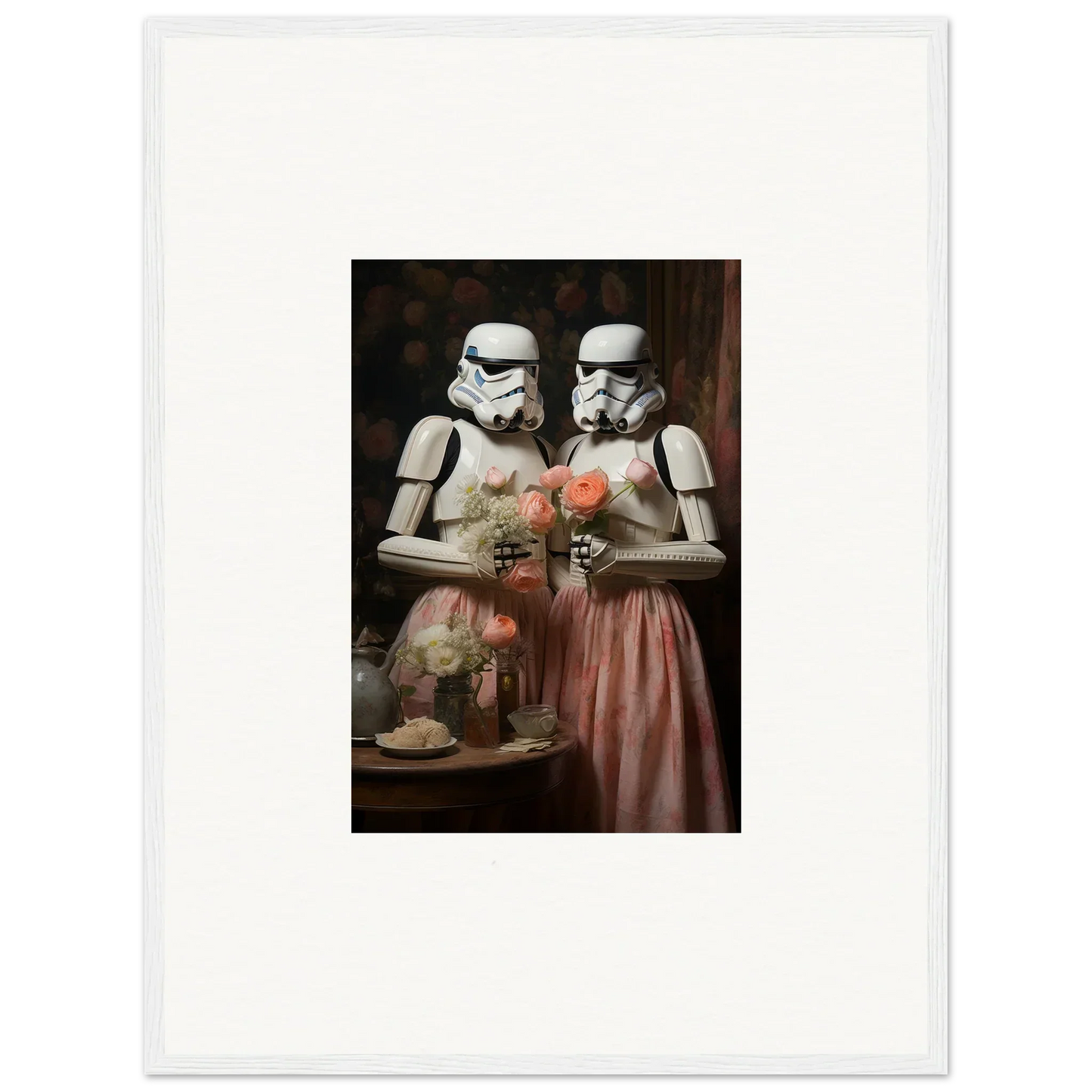 Two Stormtroopers in a romantic pose with flowers, special edition art™ for walls