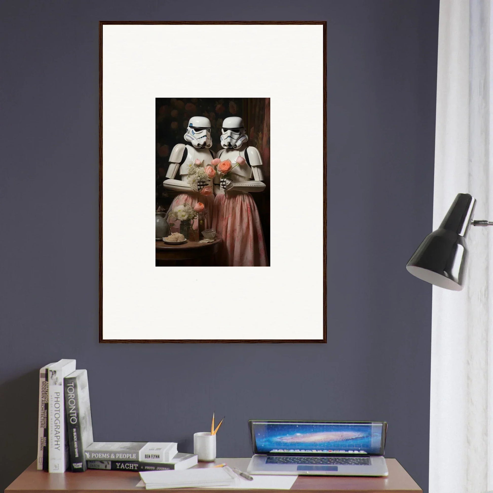 Framed wall art of Stormtroopers chilling with drinks from Corridors of Fantasy