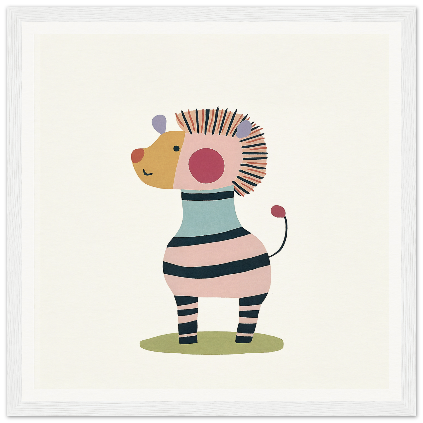 Cute cartoon zebra with spiky hair and pink cheeks in Cosmic Creature Whimsy outfit