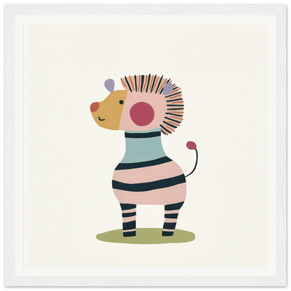 Cute cartoon zebra with spiky hair and pink cheeks in Cosmic Creature Whimsy outfit