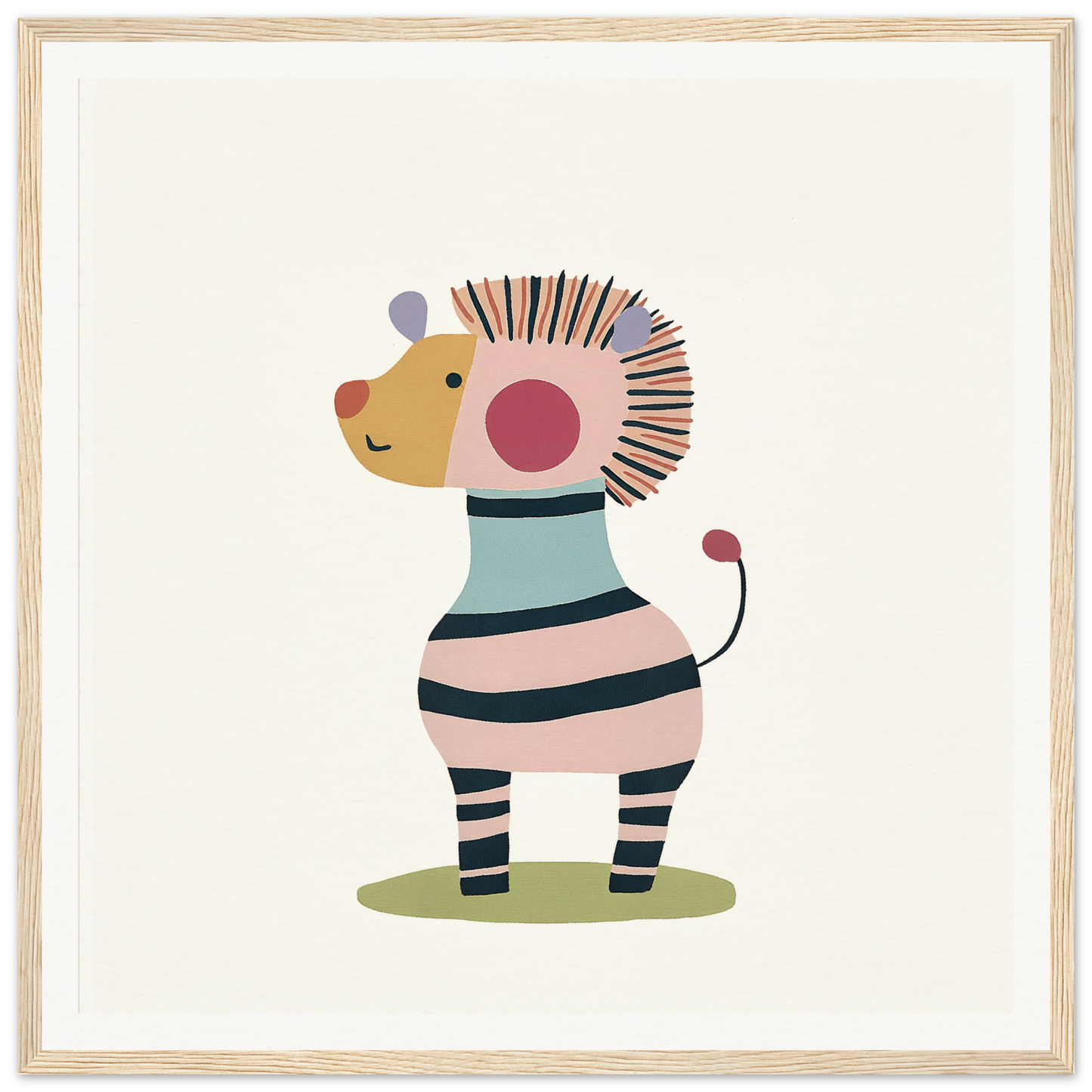 Cute cartoon zebra with pink cheeks and spiky hair in striped clothing from Cosmic Creature Whimsy