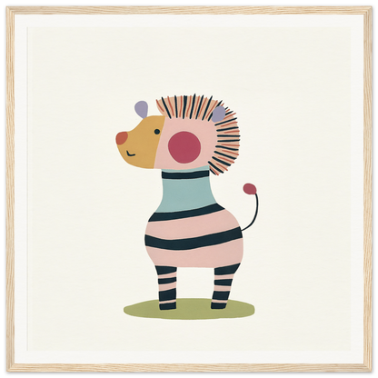 Cute cartoon zebra with pink cheeks and spiky hair in striped clothing from Cosmic Creature Whimsy