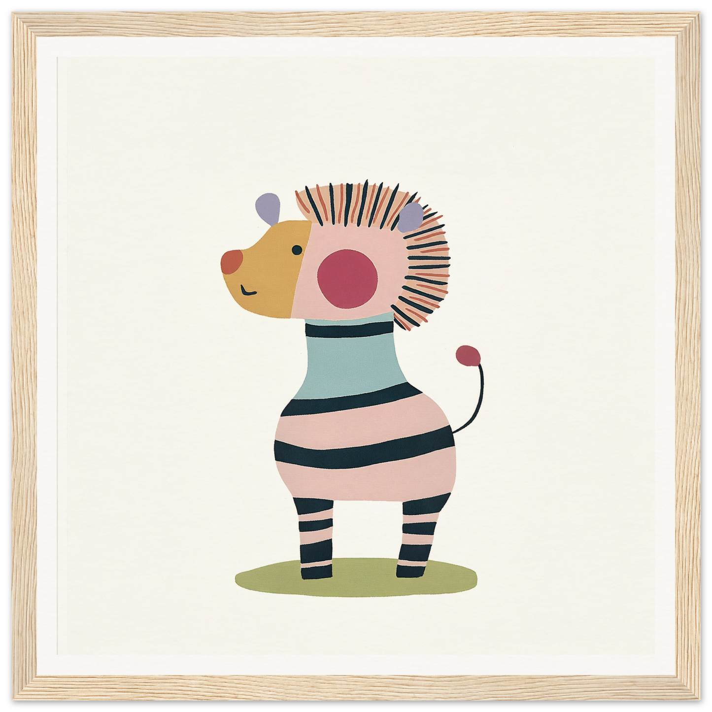 Whimsical cartoon zebra with spiky hair and pink cheeks from Cosmic Creature Whimsy