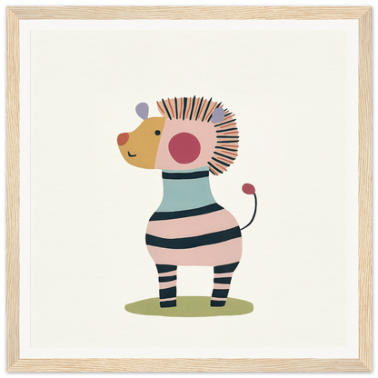 Whimsical cartoon zebra with spiky hair and pink cheeks from Cosmic Creature Whimsy