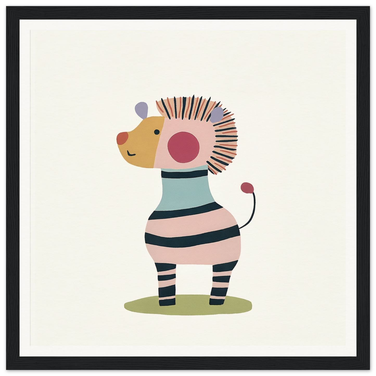 Cartoon zebra with spiky hair in pink and black stripes from Cosmic Creature Whimsy