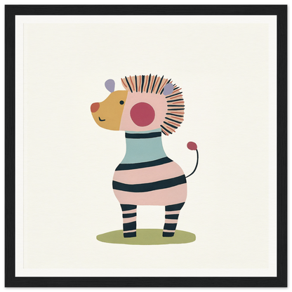 Cartoon zebra with spiky hair in pink and black stripes from Cosmic Creature Whimsy