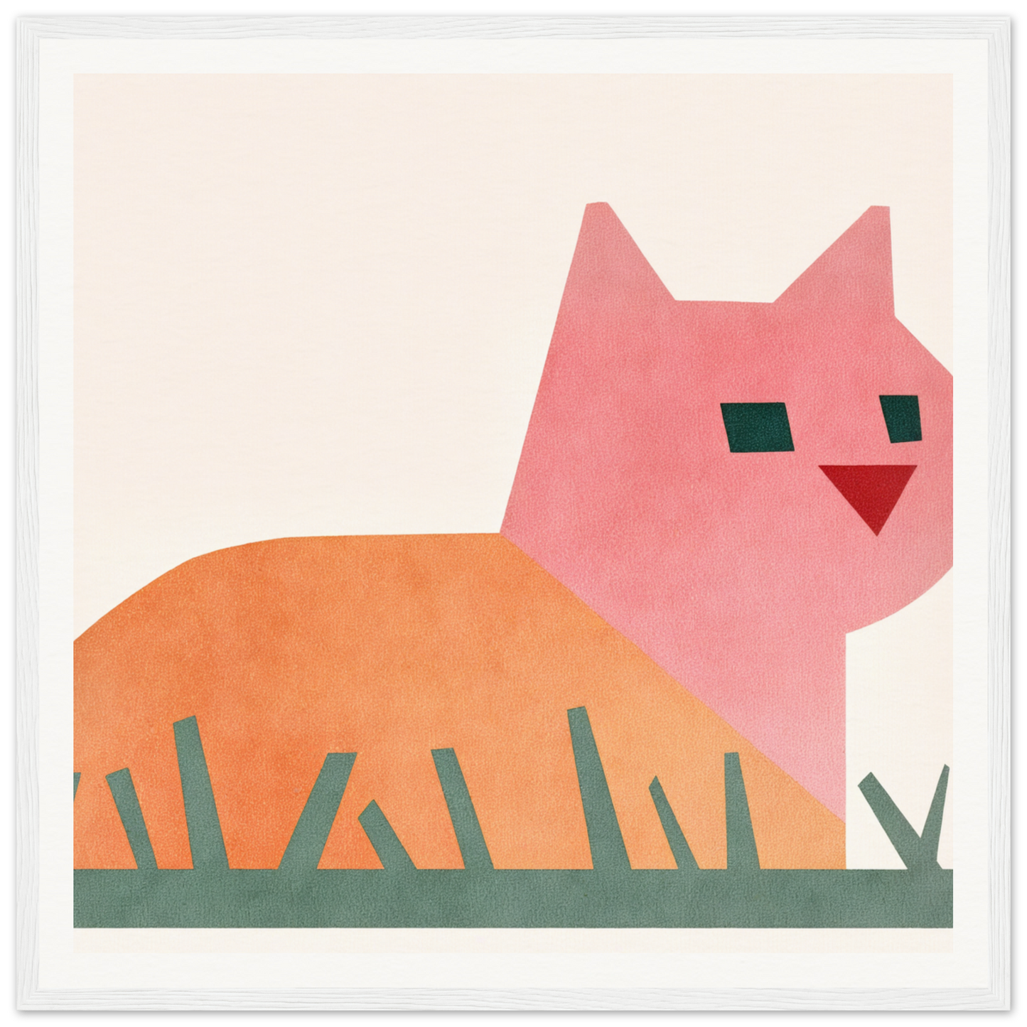 Pink and orange Cosmic Curled Cat sitting gracefully in lush green grass