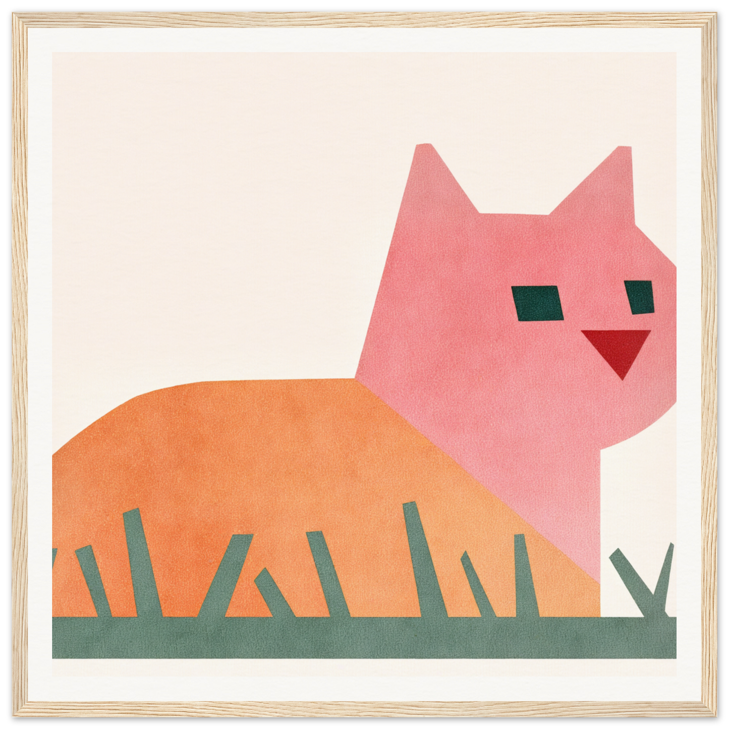 Pink and orange cat sitting in grass, showcasing the Cosmic Curled Cat design