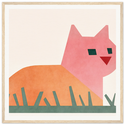 Pink and orange cat sitting in grass, showcasing the Cosmic Curled Cat design