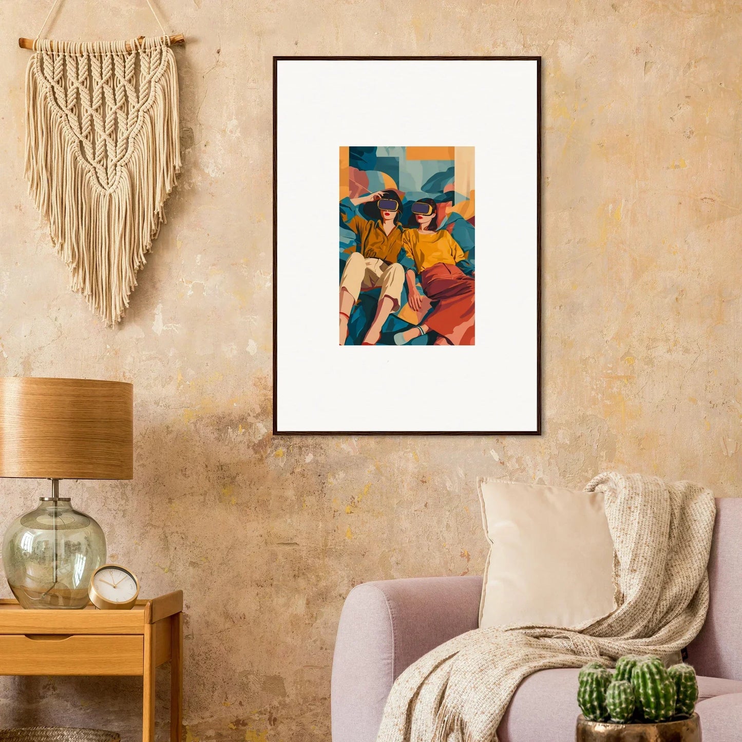 Framed canvas print of Cosmic Lovers Reve for cool room decoration