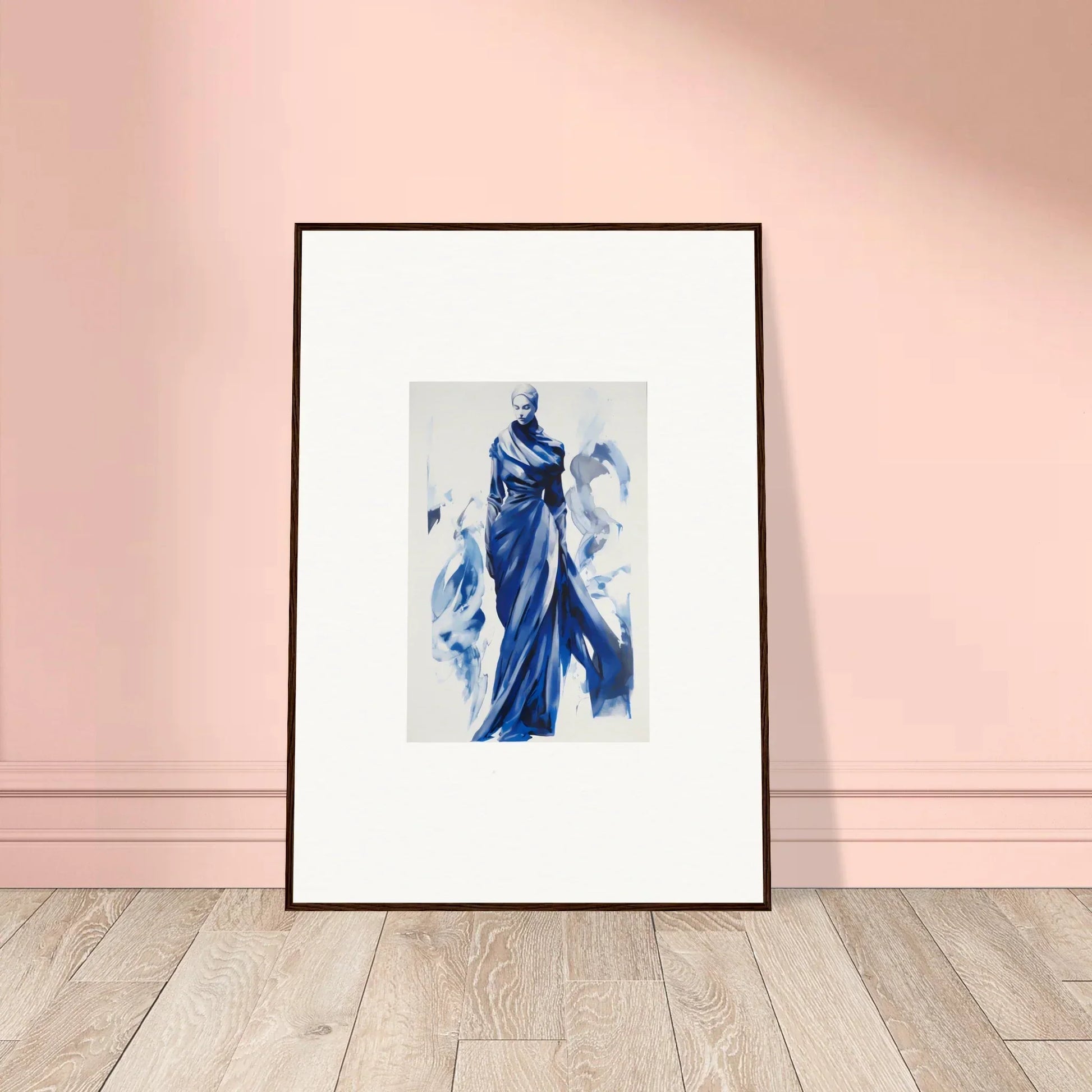 Framed wall art of a figure in blue robes, perfect for your Cosmic Mood Cloaked vibe