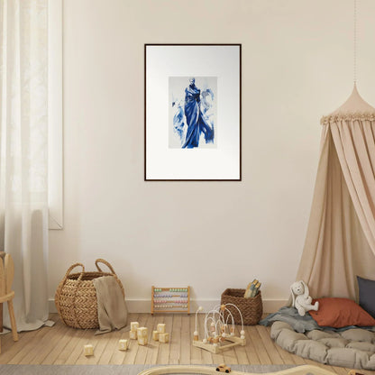 Framed watercolor of a figure in blue robes, perfect for Cosmic Mood Cloaked vibes