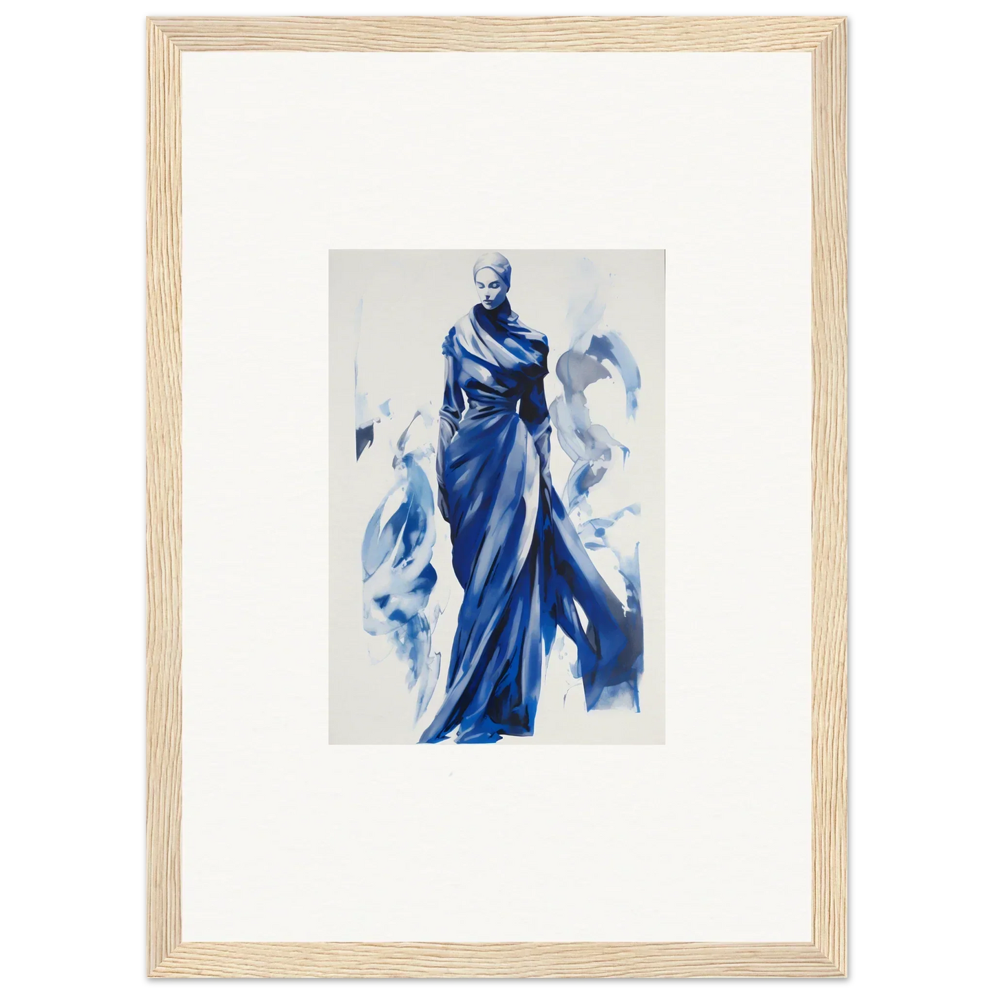 Elegant figure in a flowing blue gown in Cosmic Mood Cloaked special edition art