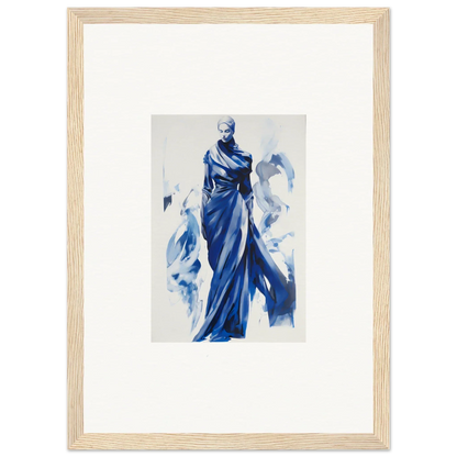 Elegant figure in a flowing blue gown in Cosmic Mood Cloaked special edition art