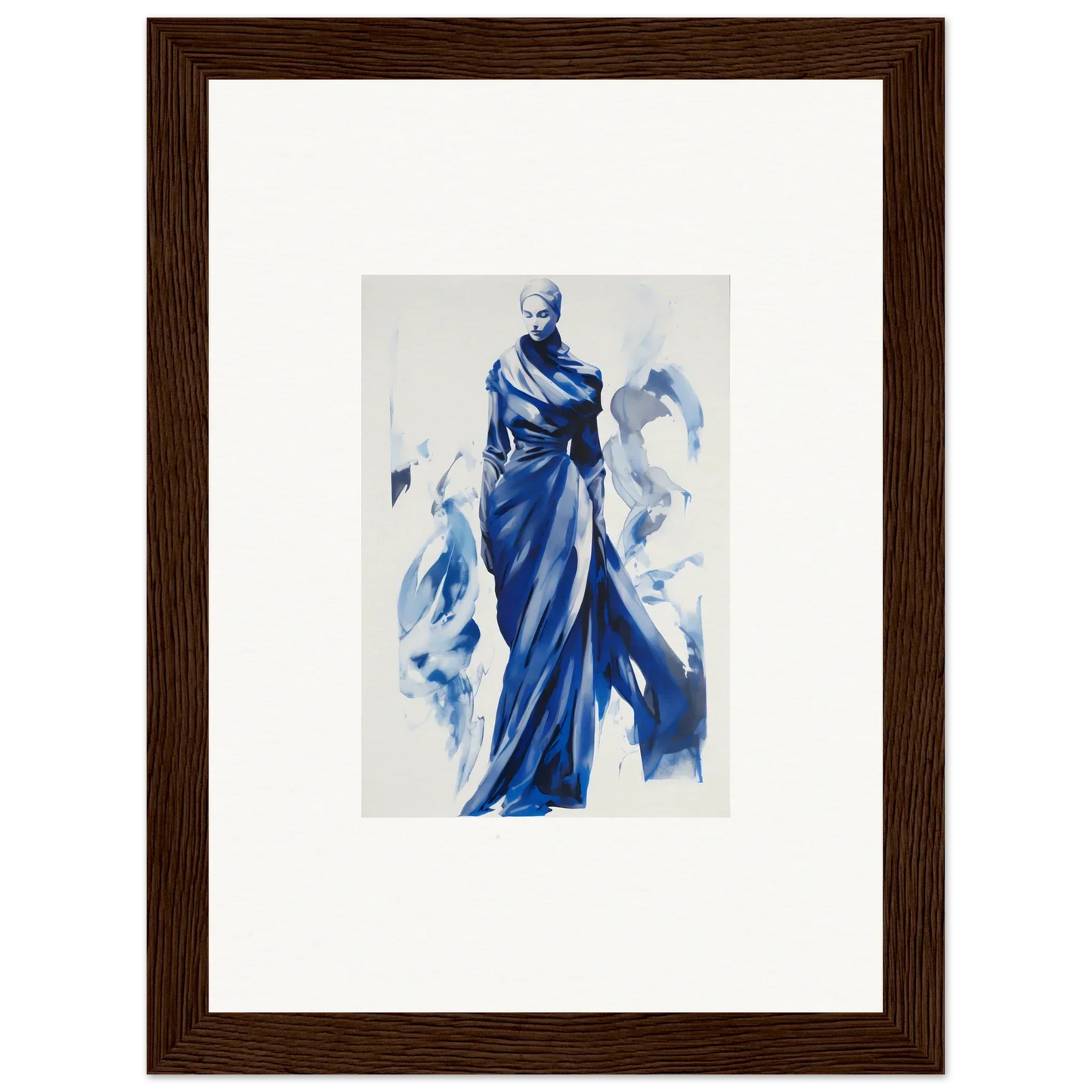 Watercolor figure in blue robes for Cosmic Mood Cloaked special edition art™ framed wall art