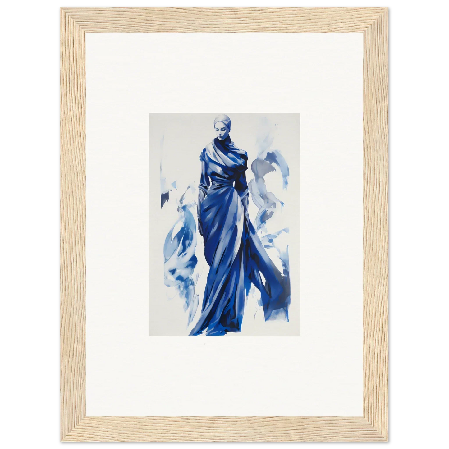 Flowing blue robes in watercolor, perfect for Cosmic Mood Cloaked framed wall art