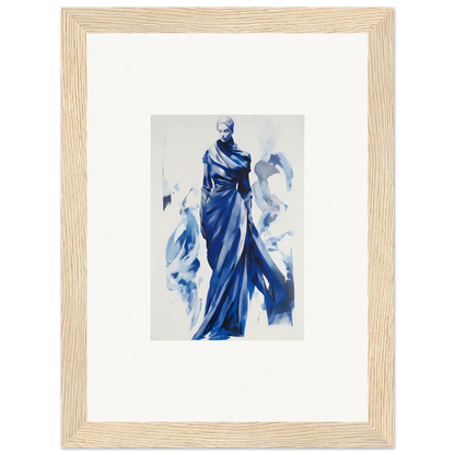 Flowing blue robes in watercolor, perfect for Cosmic Mood Cloaked framed wall art