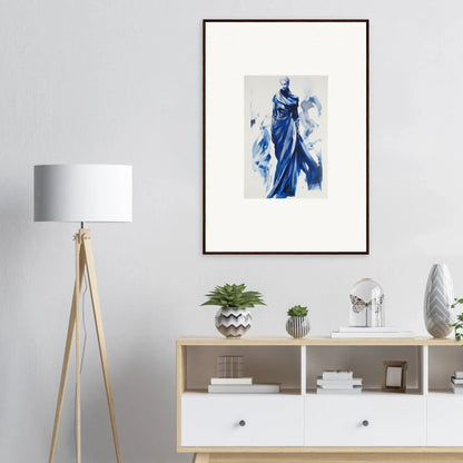 Framed wall art of Cosmic Mood Cloaked featuring a flowing blue watercolor figure