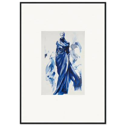 Elegant figure in blue robes in Cosmic Mood Cloaked special edition art framed wall art