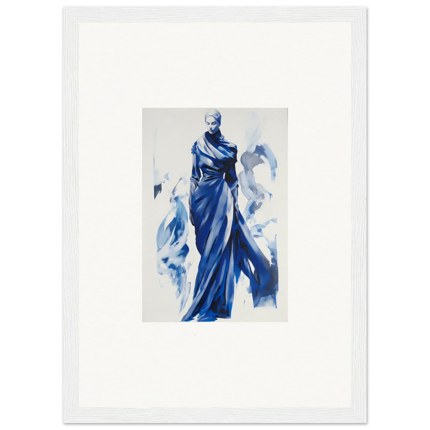 Elegant figure in flowing blue robes from Cosmic Mood Cloaked special edition art™