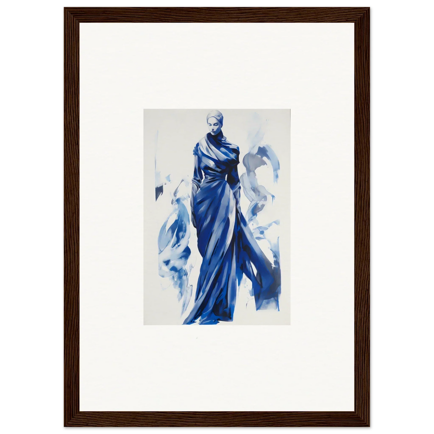 Elegant figure in flowing blue robes in Cosmic Mood Cloaked special edition art™