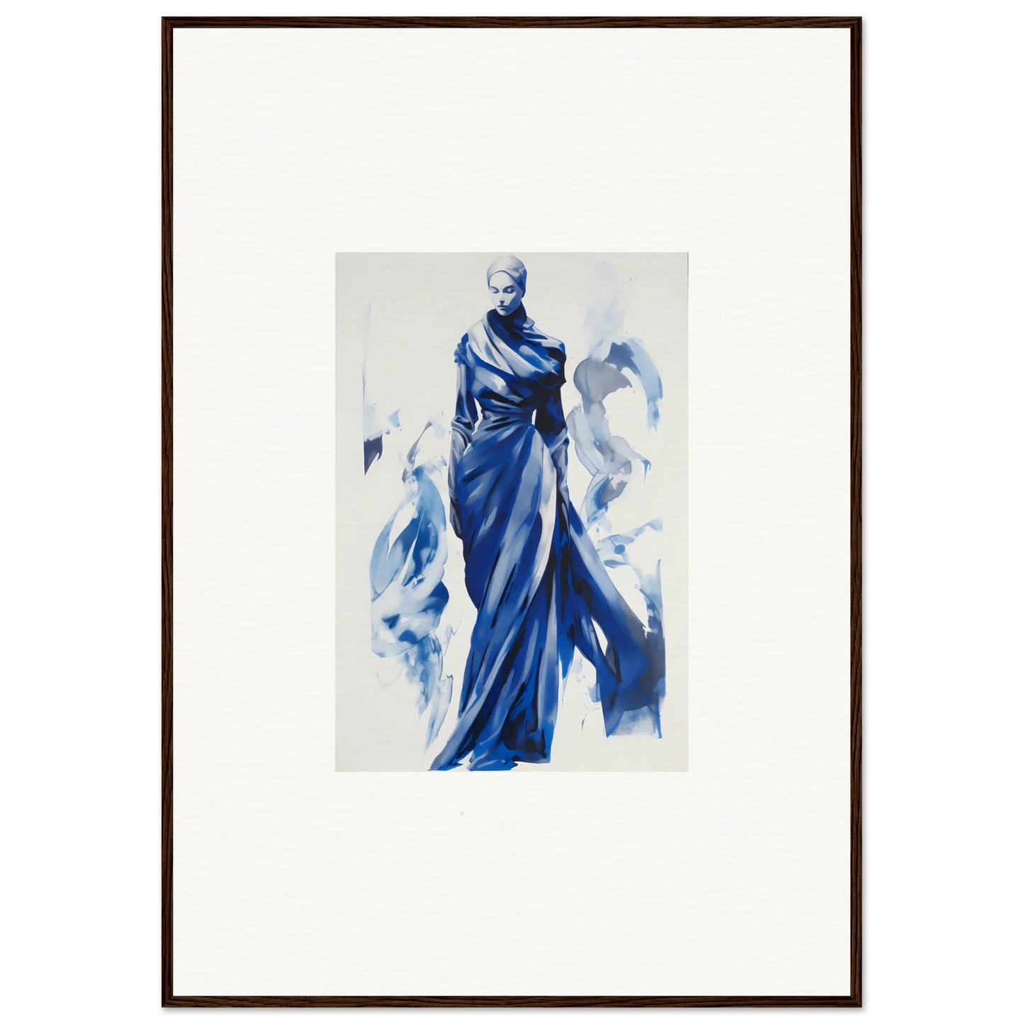 Elegant figure in blue robes watercolor art for Cosmic Mood Cloaked special edition