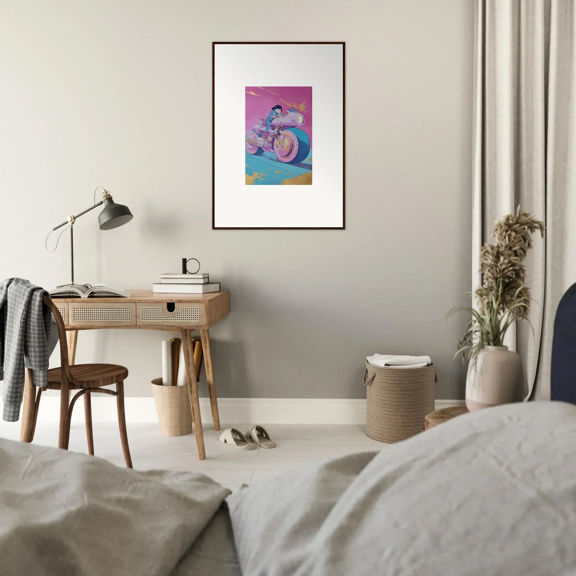 Colorful canvas print of a figure on a snail, perfect for unique room decoration