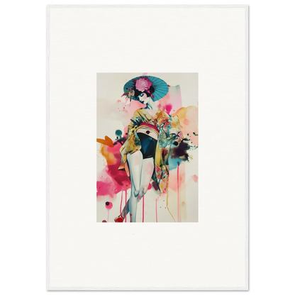 Colorful abstract watercolor painting of a female figure for Candy Fantasia room decor