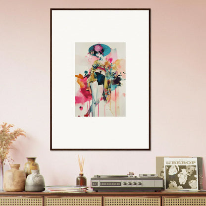 Framed Candy Fantasia abstract watercolor of a vibrant female figure for room decor