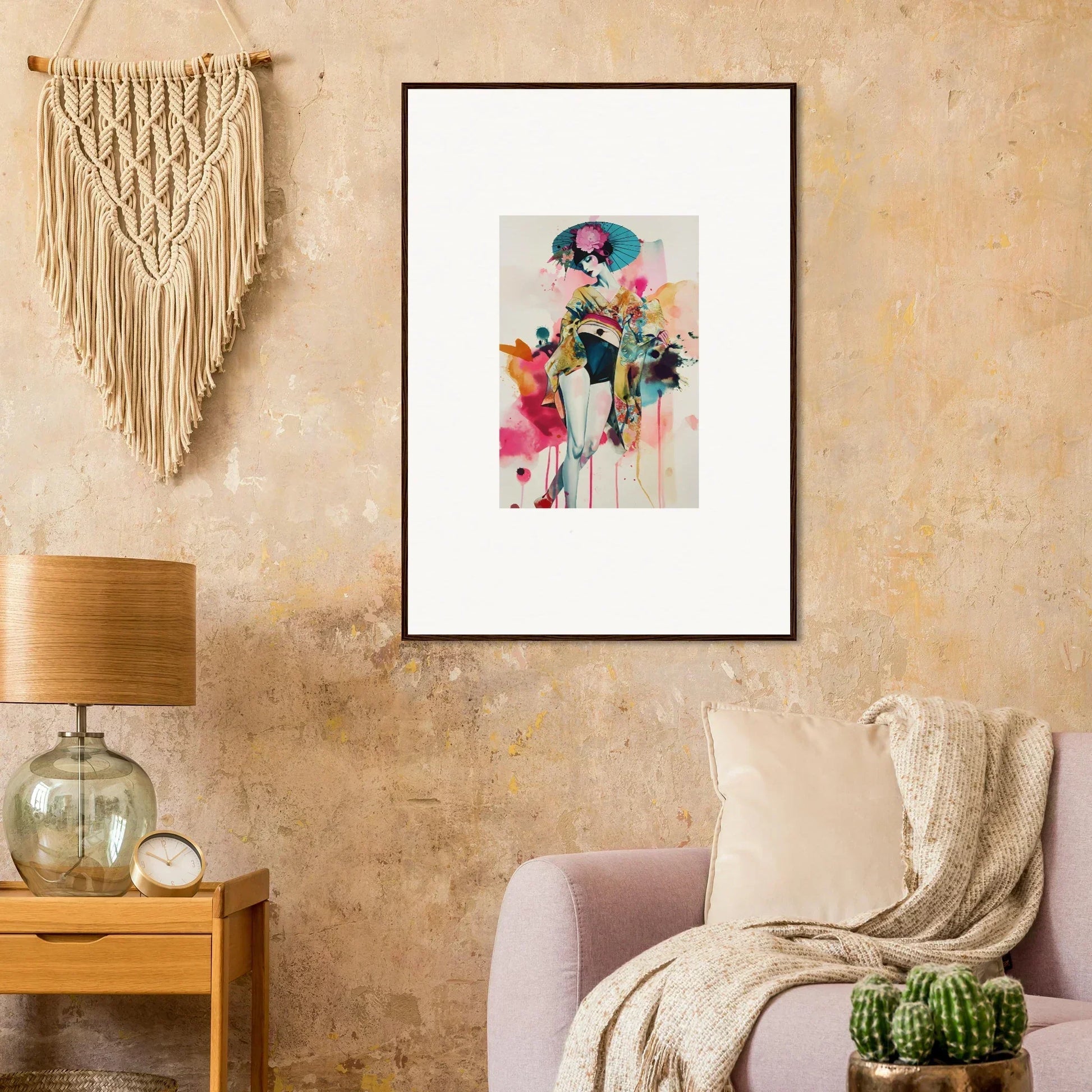 Framed wall art of abstract watercolor in Candy Fantasia for vibrant room decor