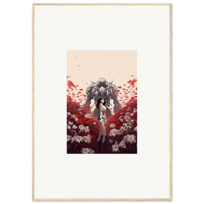 Robotic figure in flowers for a whimsical room decoration canvas print