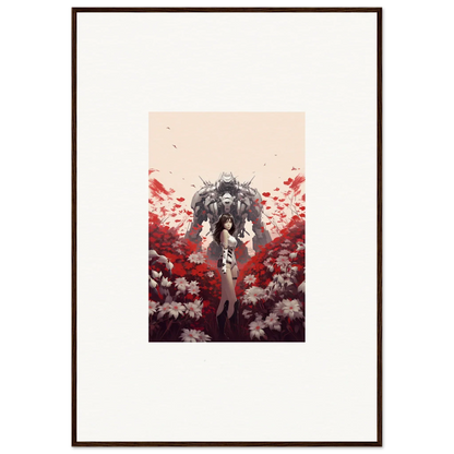 Robotic figure in red and white flowers for Boundary Whimsy room decoration canvas print