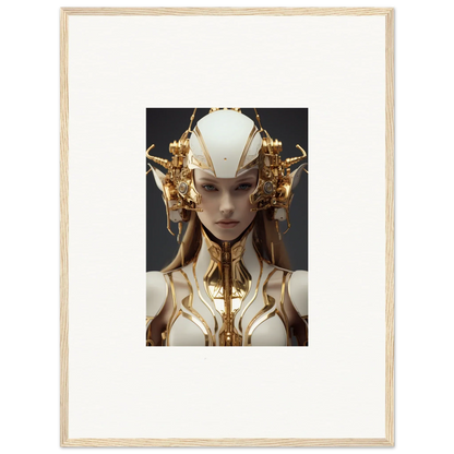 Futuristic humanoid figure with gold headpiece for Muse Euphoria room decoration canvas print