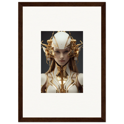 Futuristic humanoid figure with gold and white features for Muse Euphoria canvas print