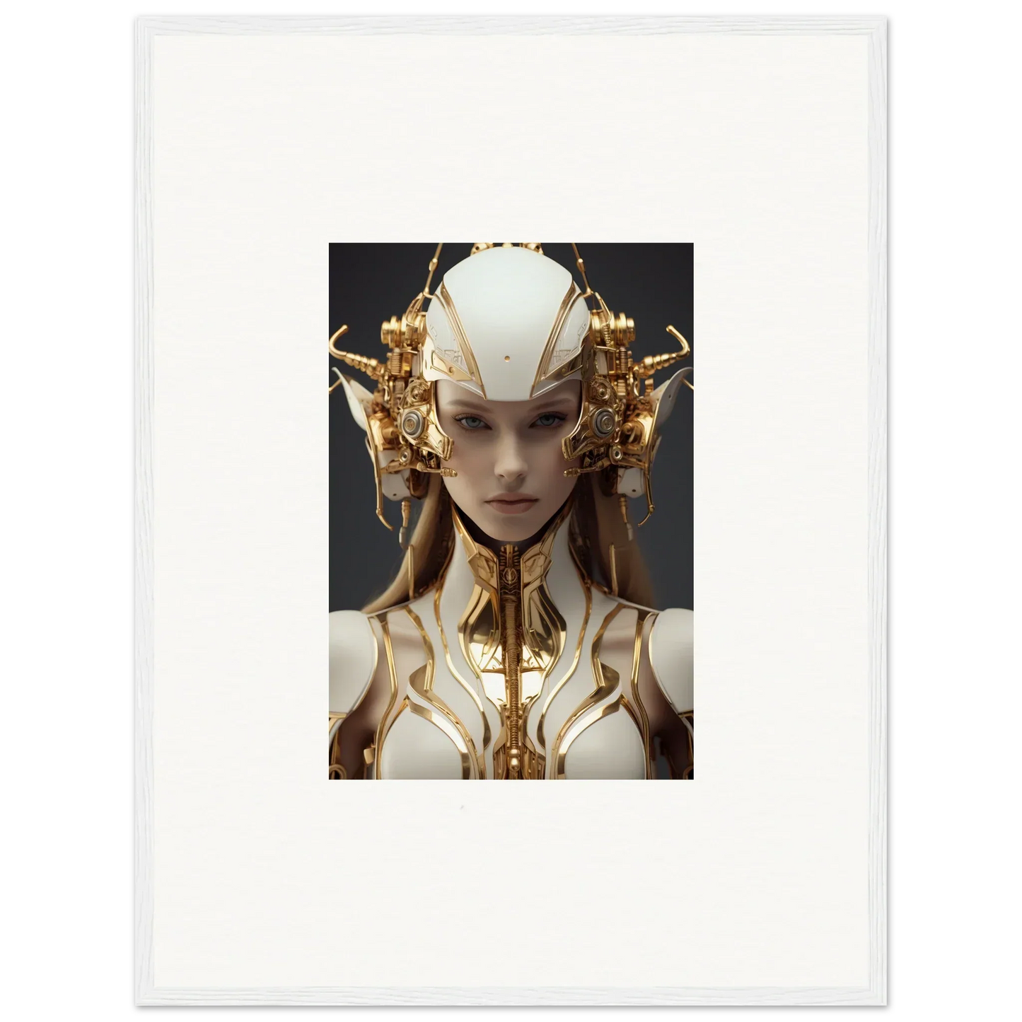 Futuristic humanoid figure with ornate headdress, perfect for Muse Euphoria canvas print decor