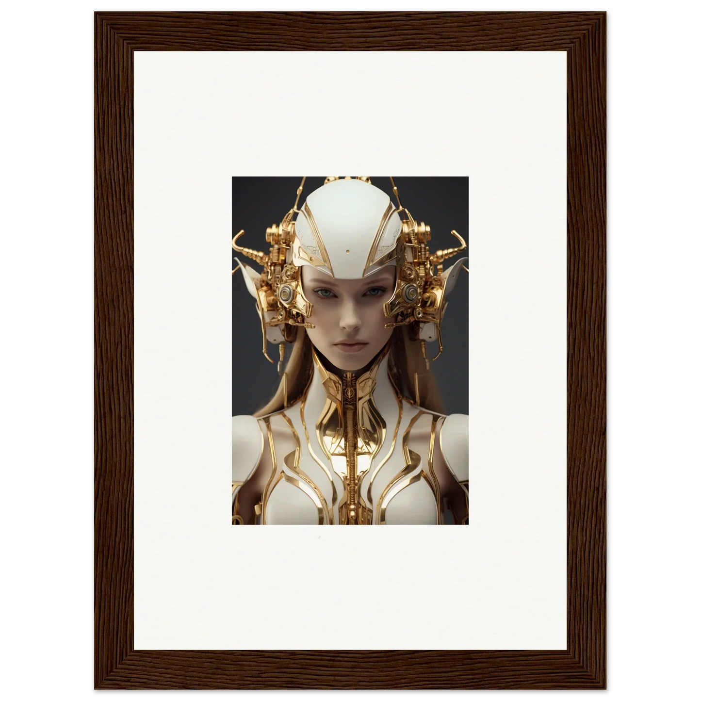 Futuristic humanoid figure with gold and white details for a stylish Muse Euphoria canvas print