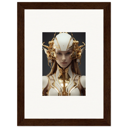 Futuristic humanoid figure with gold and white details for a stylish Muse Euphoria canvas print