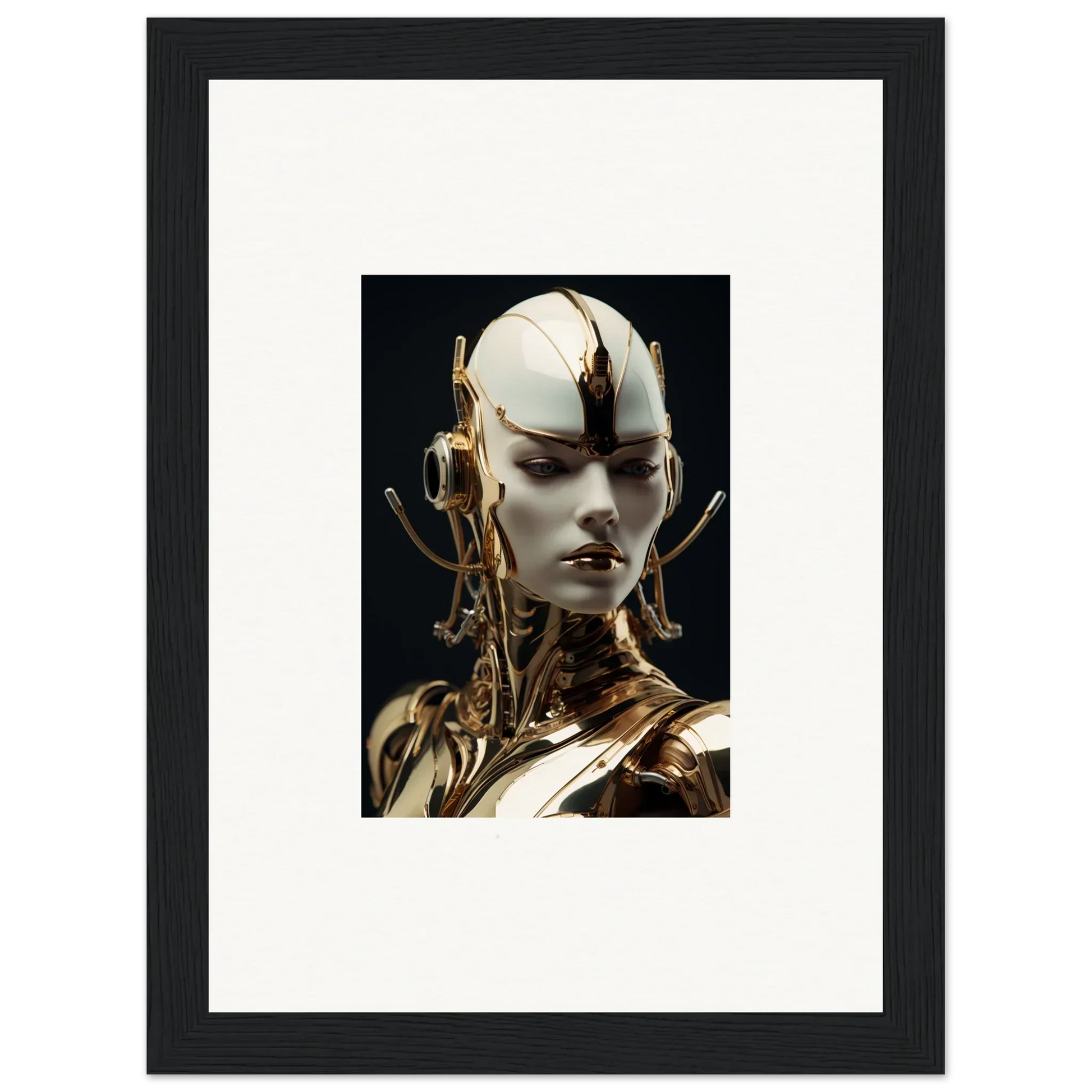 Futuristic humanoid robot with mechanical elegance for stylish room decoration canvas print