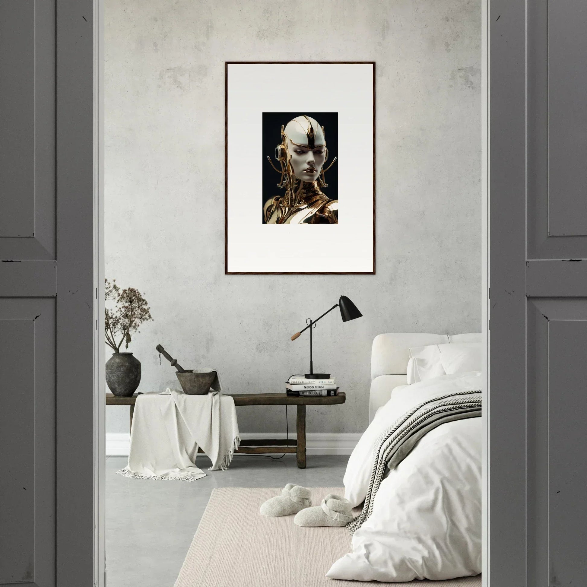 Framed canvas print of a unique creature, perfect for adding mechanical elegance to room decoration