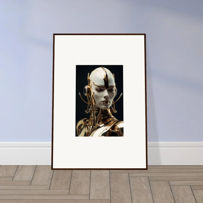 Framed canvas print of surreal robotic figure showcasing mechanical elegance for room decoration