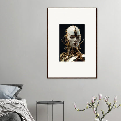 Framed canvas print of a futuristic humanoid showcasing mechanical elegance for room decoration