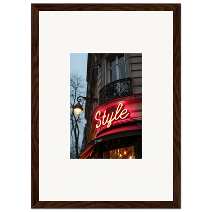 Framed neon Style sign photo for trendy room decoration in Echo Luminescence canvas print