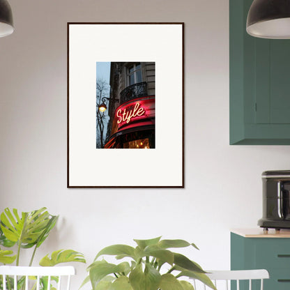 Framed photograph of a red neon Style sign for cool room decoration and Echo Luminescence